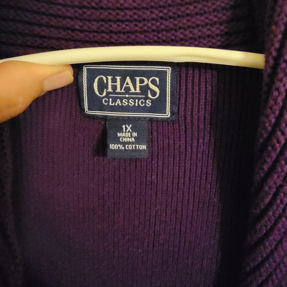 Chaps Classic Purple 100% Cotton Button Down Sweater Size XL - Picture 2 of 15